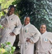 Ladies in L'abri day spa gowns