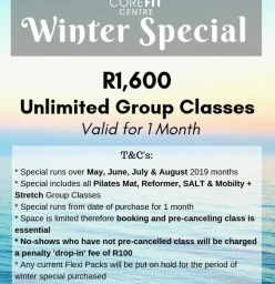 Winter Special 1 Month Unlimited Classes - R,1600 Sea Point Contemporary Pilates