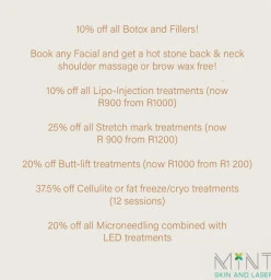 FREE Dermaplaning treatment or FREE LED treatment or FREE Hot Stone massage or FREE Back and Neck Massagewith any Facial Northcliff Botox